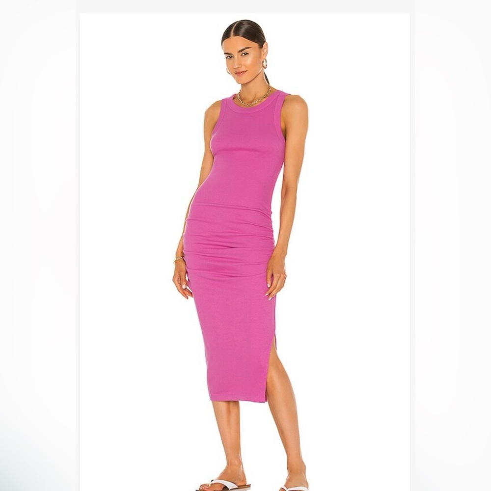 Michael Stars Wren Tank Side-slit Rouched Midi Dress, ultraviolet, size S, NWT